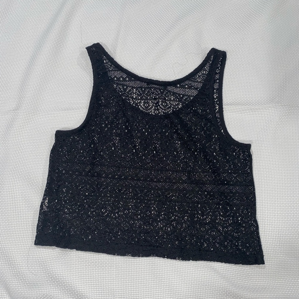Black Terranova Cropped Mesh Cover-Up
